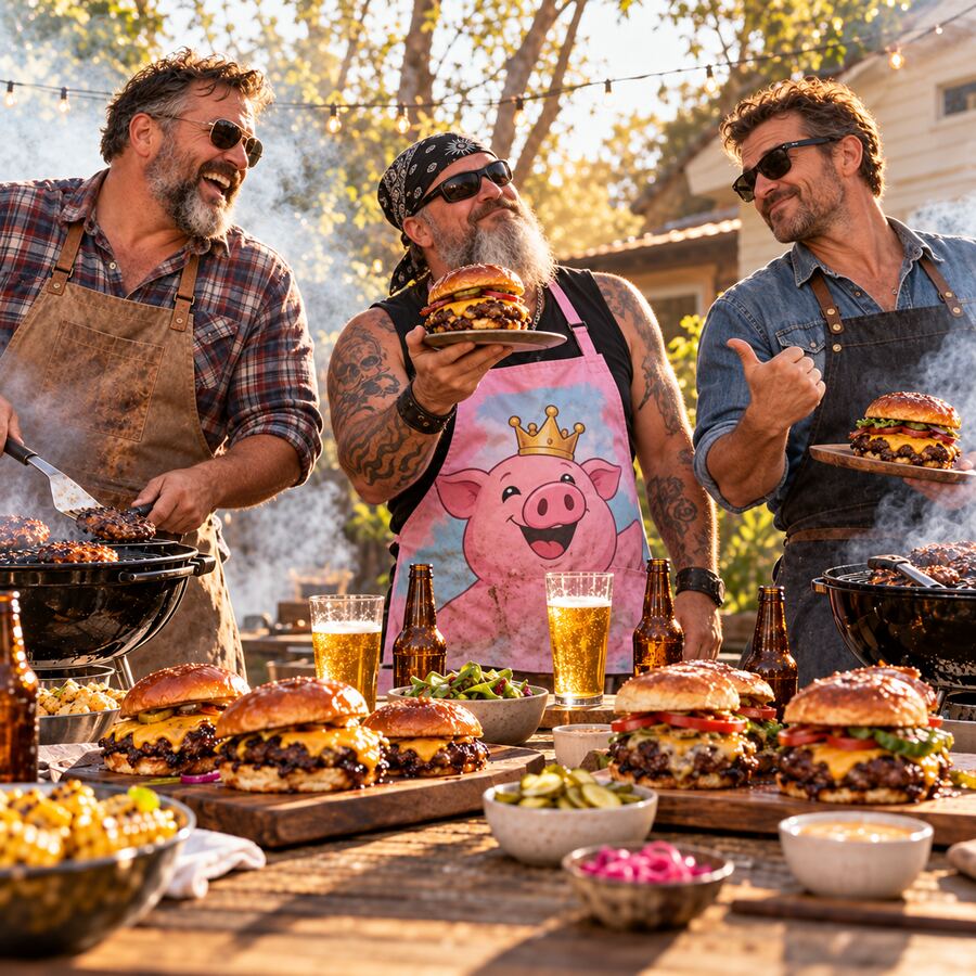 The Burger Battle: friends cooking and tasting together